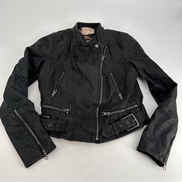 Free People Fenix Vegan Moto Jacket Small Faux Leather - Picture 2 of 6